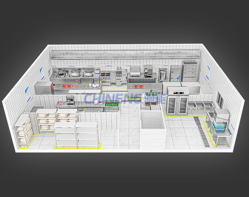 150-200Unit Canteen Kitchen 3D Rendering
