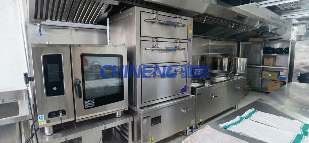 Medium sized multi dish Chinese restaurantChinese Restaurant Kitchen 3D Rendering