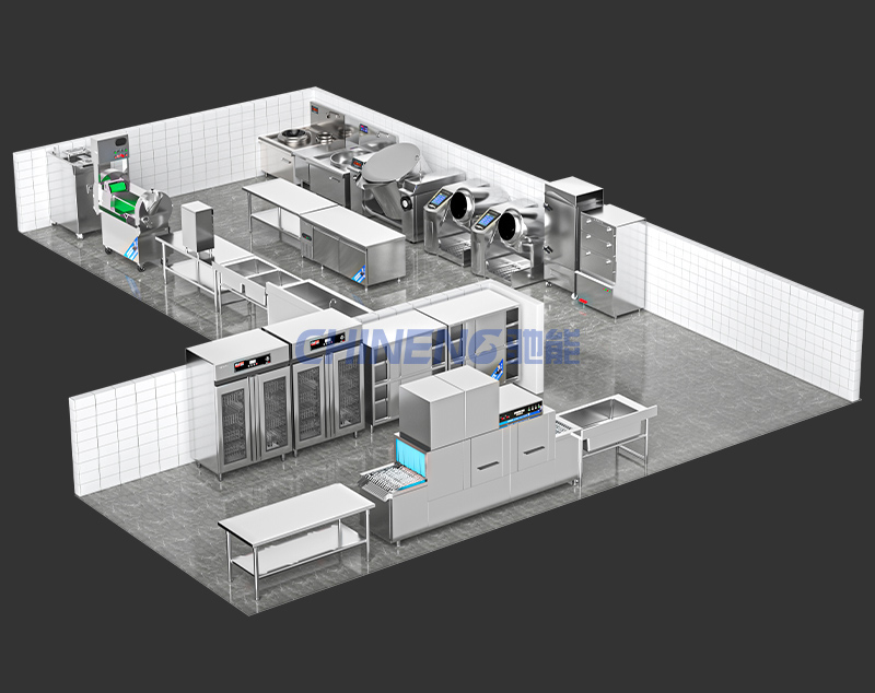 50-100Smart Canteen 3D Rendering